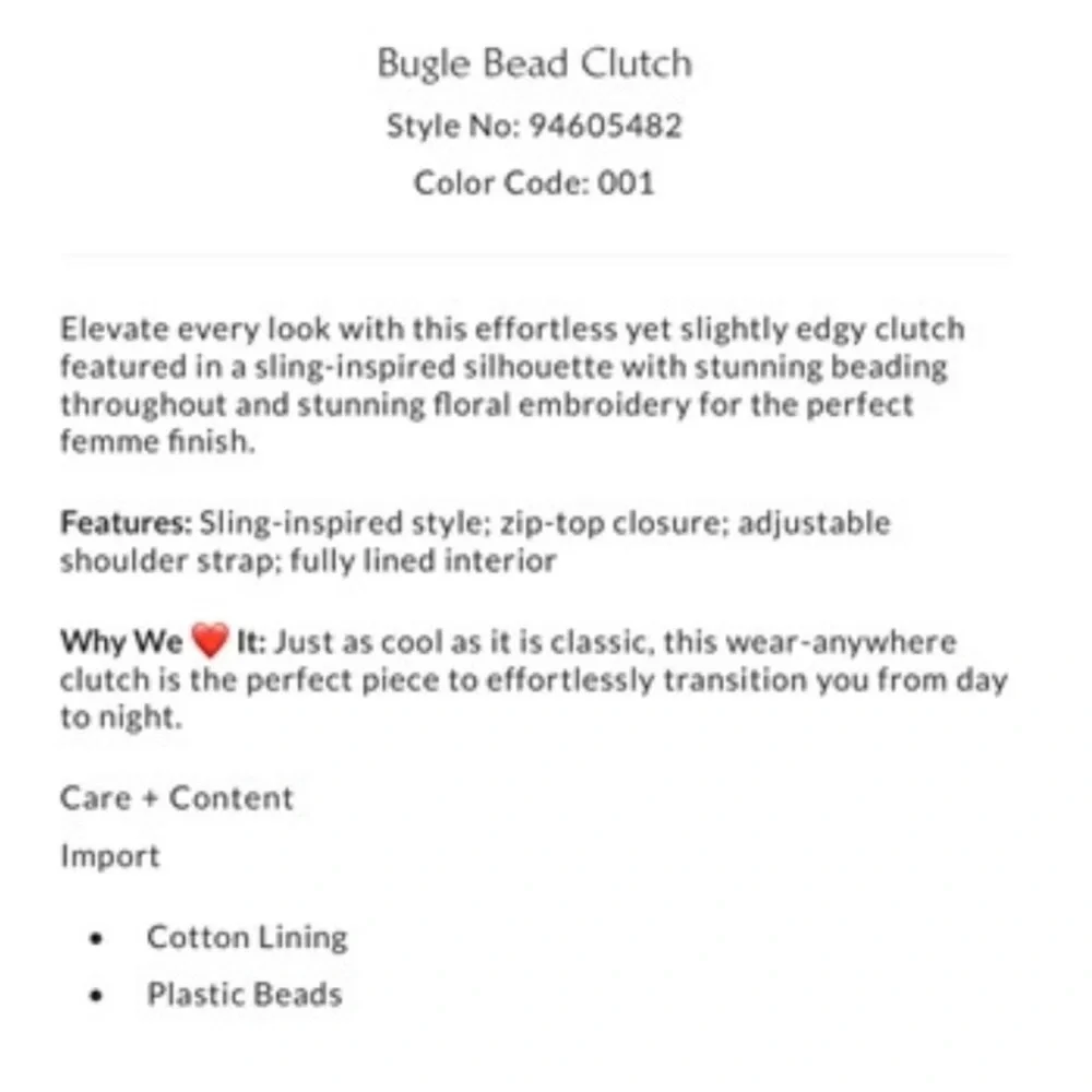 Free People Bugle Bead Clutch - Black NWT